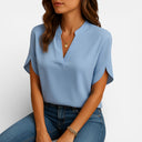 Women’s Chiffon Blouse Lightweight Comfort Elegant Short Sleeve
