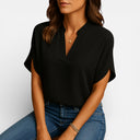 Women’s Chiffon Blouse Lightweight Comfort Elegant Short Sleeve