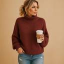 Noor Damen Strickpullover – Langarm Rollkragenpullover