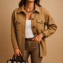 Romy Women’s Overshirt Jacket – Long Sleeve Button Front Shacket