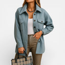 Romy Women’s Overshirt Jacket – Long Sleeve Button Front Shacket