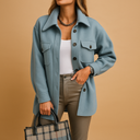 Romy Women’s Overshirt Jacket – Long Sleeve Button Front Shacket