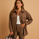 Romy Women’s Overshirt Jacket – Long Sleeve Button Front Shacket