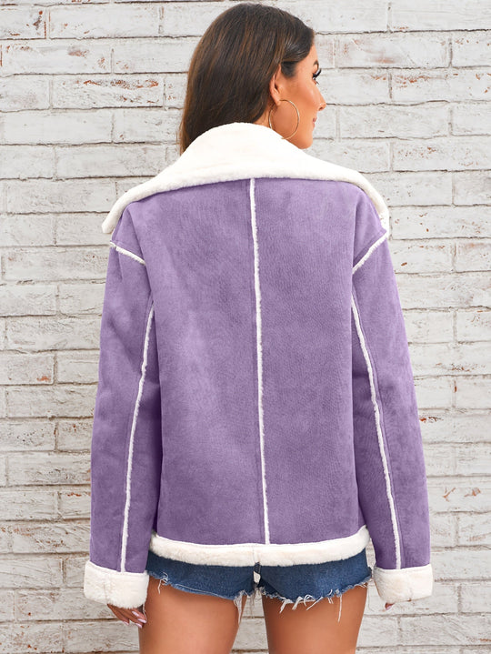 Amaya Women’s Shearling Jacket – Short Teddy Suede Winter Coat