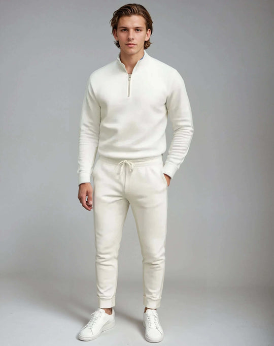 Simon Men’s Tracksuit – Quarter Zip Sweatshirt and Jogger Pants Set