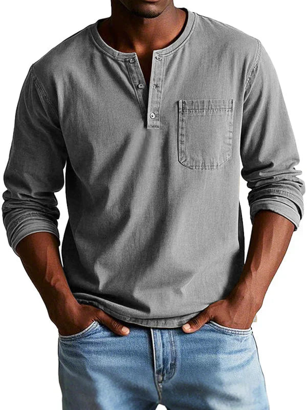 Elias | Men's Long-Sleeve Classic Henley Shirt