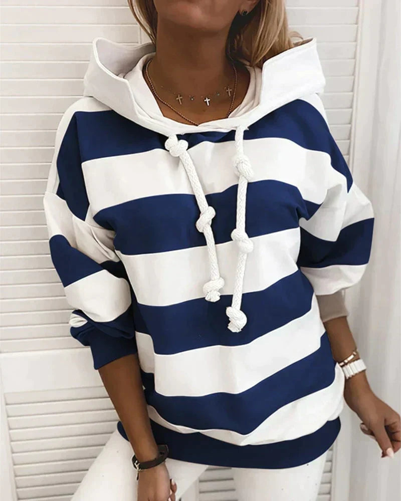 Yara Women’s Hoodie – Striped Long Sleeve Pullover