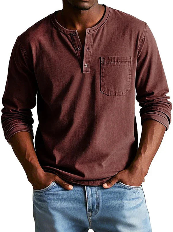 Elias | Men's Long-Sleeve Classic Henley Shirt