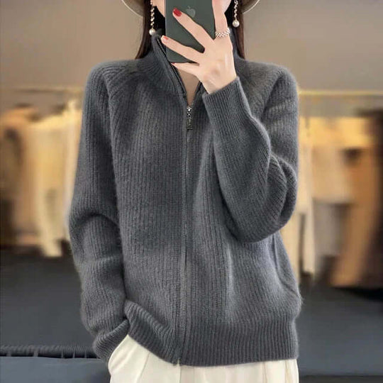 Clara | Women's Ribbed Zip-Up Cardigan