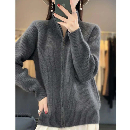 Clara | Women's Ribbed Zip-Up Cardigan