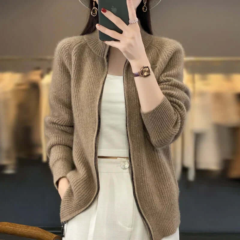 Clara | Women's Ribbed Zip-Up Cardigan