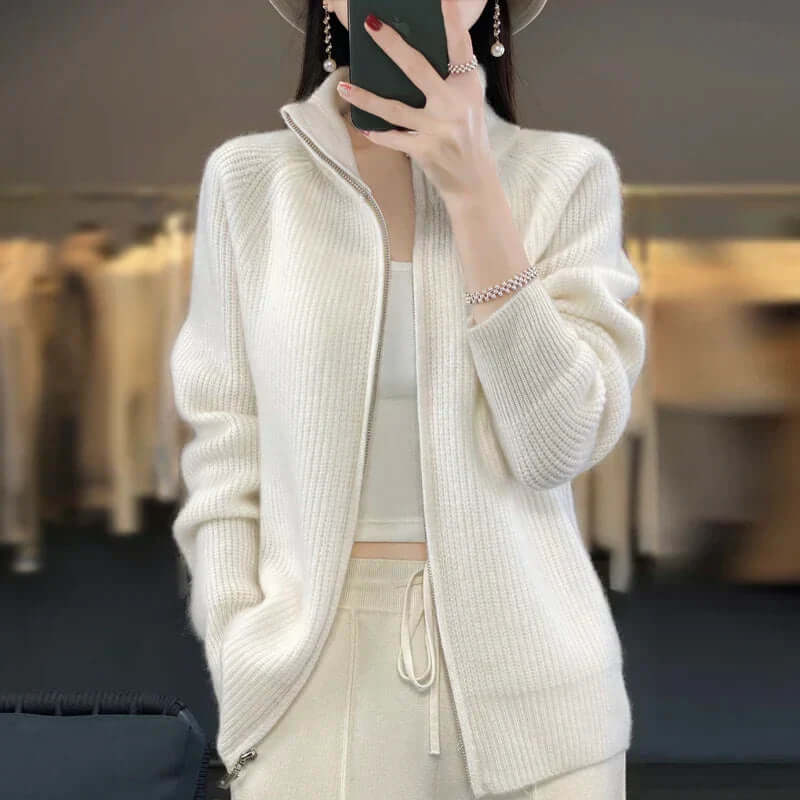 Clara | Women's Ribbed Zip-Up Cardigan