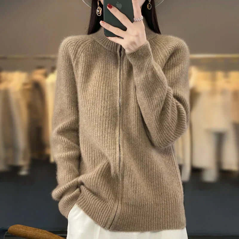 Clara | Women's Ribbed Zip-Up Cardigan