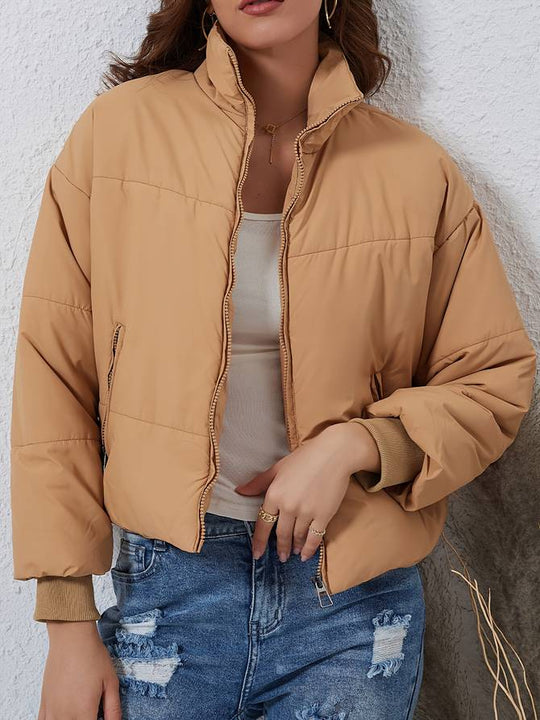 Lina Women’s Puffer Jacket – Short Zip Front Winter Coat