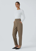 Women’s High-Waist Stretch Slim-Fit Trousers with Side Pockets