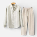 Men’s Linen Shirt and Pants Set Lightweight Casual Outfit