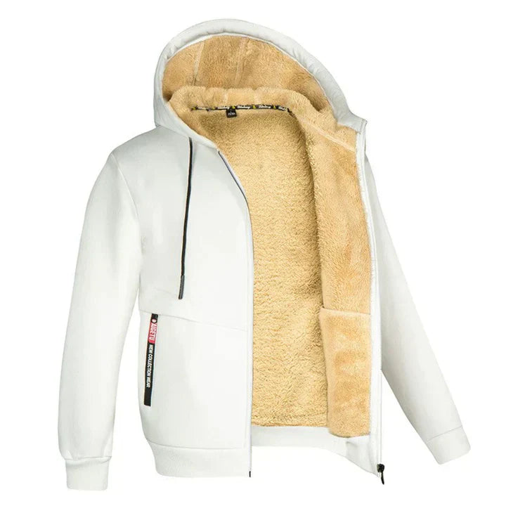 Caleb Men’s Fleece Jacket – Winter Zip Hoodie with Sherpa Lining