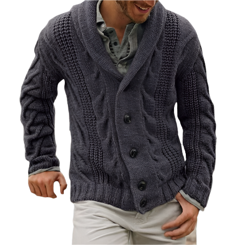 Men’s Cardigan – Shawl Collar Knit Button Sweater