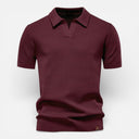 Heren polo met korte mouwen, gestructureerde brei, ademend, slanke pasvorm