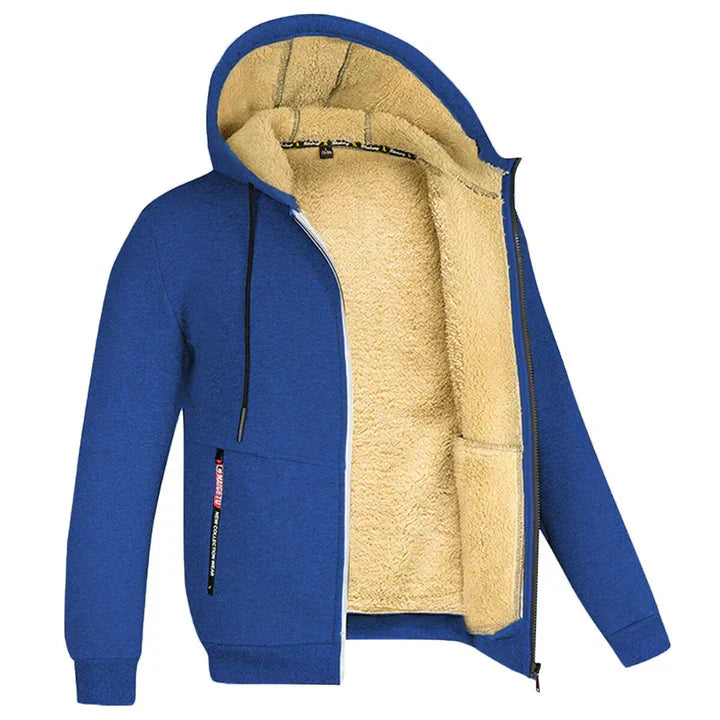 Caleb Men’s Fleece Jacket – Winter Zip Hoodie with Sherpa Lining