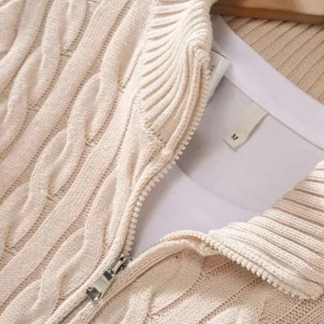 Barclay & Bloom | Men’s Cable Knit Half Zip Sweater – Soft Cotton Blend Pullover