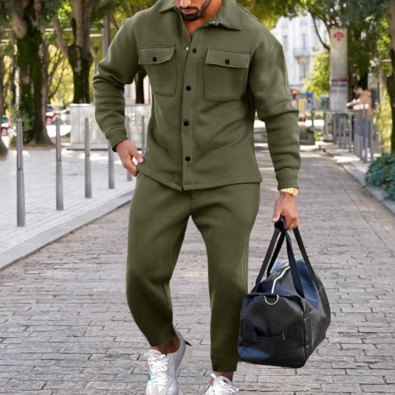 Marcus Men’s Tracksuit – Button Jacket and Jogger Pants Set
