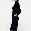 Damesjurk met ceintuur en mandarijnkraag Gestructureerde pasvorm Klassieke zakelijke stijl