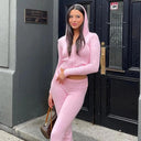 Alessia Damen Strickset – Kurze Strickjacke und ausgestellte Hose