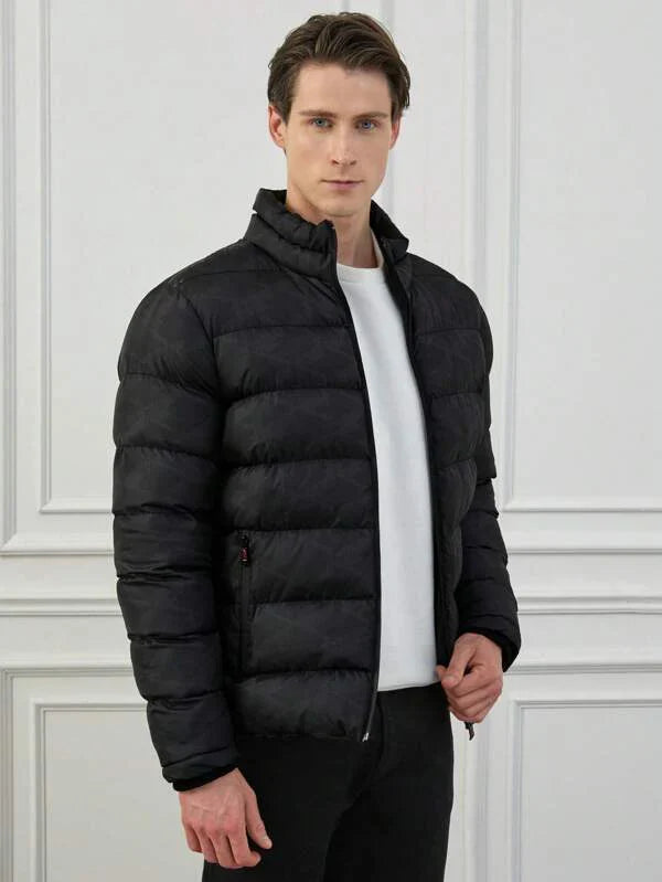 Men’s Puffer Jacket – Lightweight Quilted Winter Coat Black