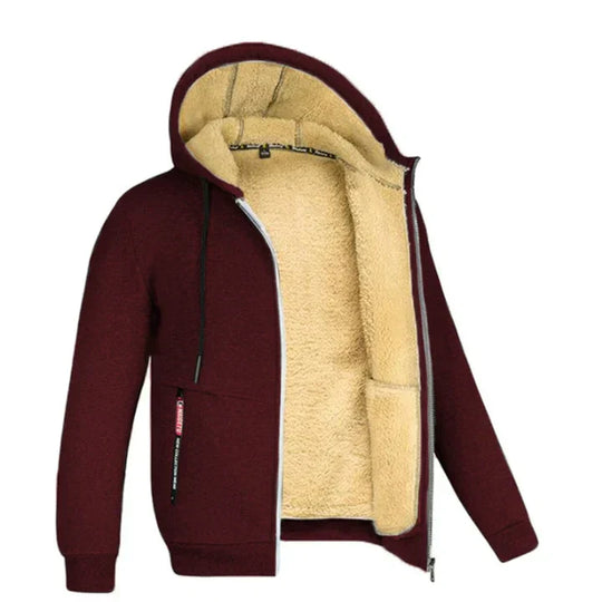 Caleb Men’s Fleece Jacket – Winter Zip Hoodie with Sherpa Lining