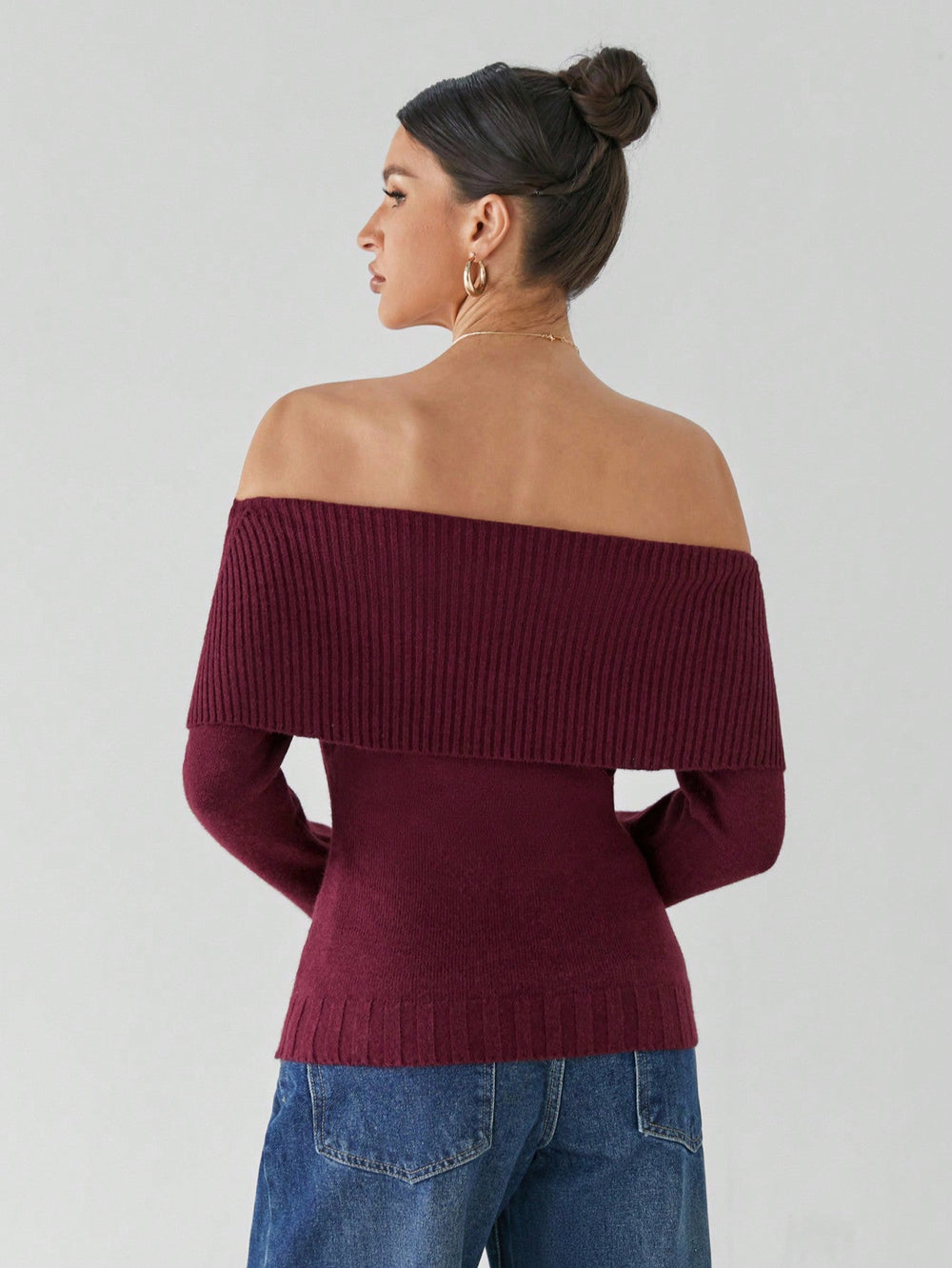 Liana Women’s Knit Sweater – Off Shoulder Long Sleeve Pullover