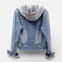 Women’s Denim Jacket Cotton Blend Hooded Slim Fit