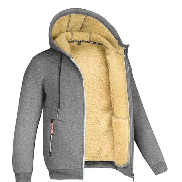Caleb Men’s Fleece Jacket – Winter Zip Hoodie with Sherpa Lining