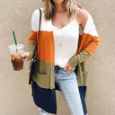 Sima Women’s Color Block Cardigan – Open Front Long Sleeve Knit