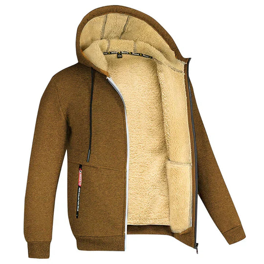 Caleb Men’s Fleece Jacket – Winter Zip Hoodie with Sherpa Lining