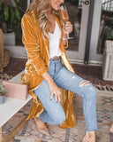 Elora Women’s Long Cardigan – Open Front Velvet Duster