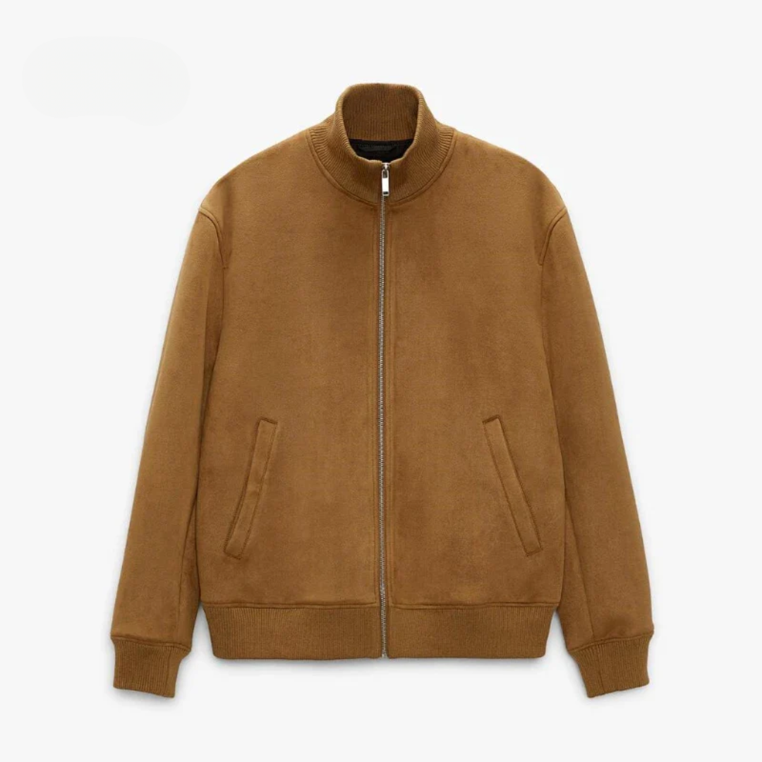 Adrian Men’s Bomber Jacket – Suede Look Zip-Up