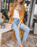 Elora Women’s Long Cardigan – Open Front Velvet Duster