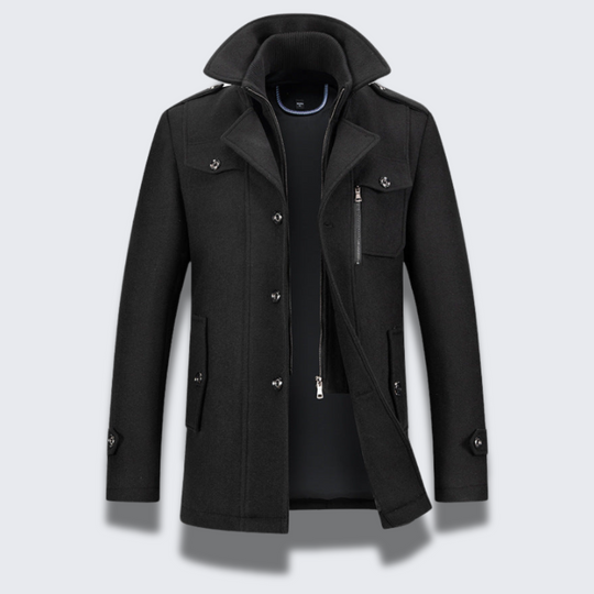 Nathan Men’s Wool Coat – Button-Up Winter Outerwear
