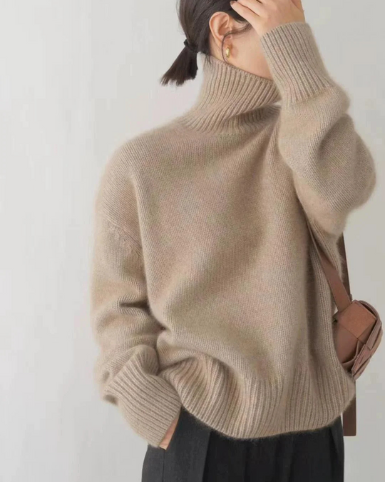 Aria Women’s Cashmere Sweater – Long Sleeve High Neck Pullover