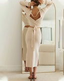 Marisa - Zweiteiliges elegantes und schlichtes Rock- und Pullover-Set