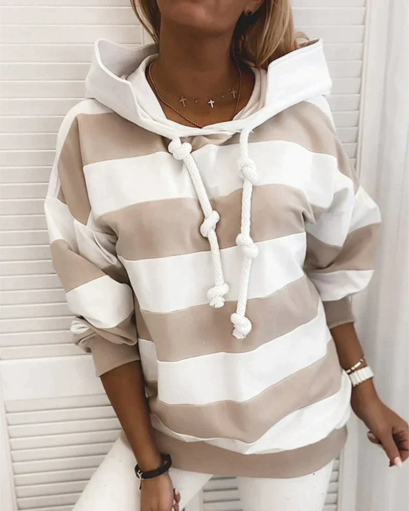 Yara Women’s Hoodie – Striped Long Sleeve Pullover