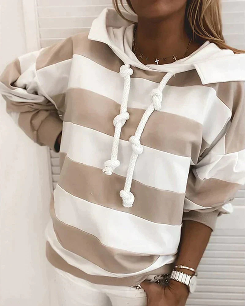 Yara Women’s Hoodie – Striped Long Sleeve Pullover