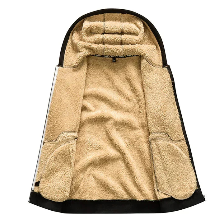 Caleb Men’s Fleece Jacket – Winter Zip Hoodie with Sherpa Lining