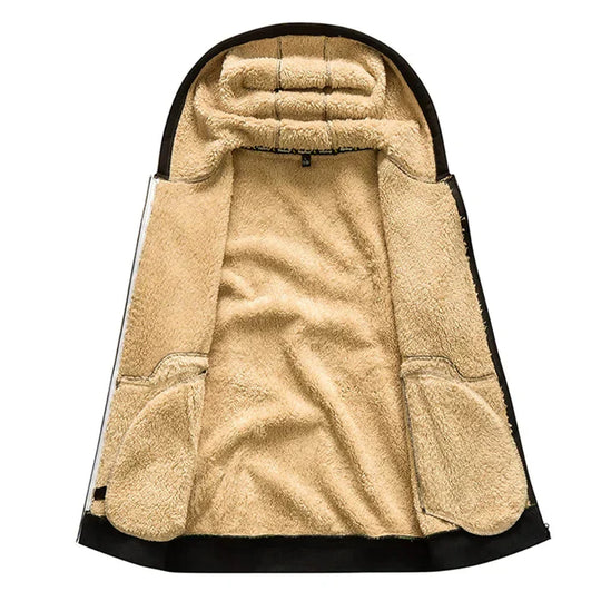 Caleb Men’s Fleece Jacket – Winter Zip Hoodie with Sherpa Lining