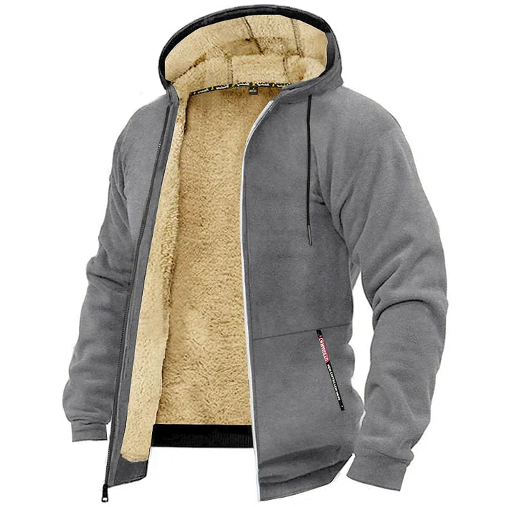 Caleb Men’s Fleece Jacket – Winter Zip Hoodie with Sherpa Lining