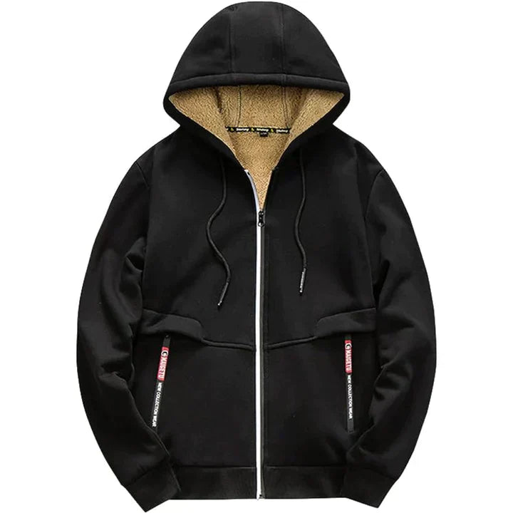 Caleb Men’s Fleece Jacket – Winter Zip Hoodie with Sherpa Lining
