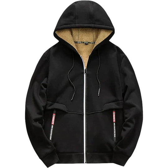 Caleb Men’s Fleece Jacket – Winter Zip Hoodie with Sherpa Lining