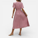 Women’s Polka Dot Dress Lightweight Flowy Midi Short Sleeve