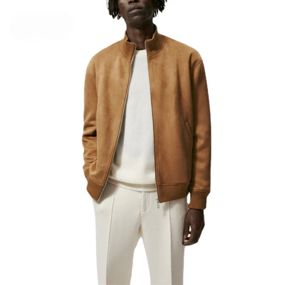 Adrian Men’s Bomber Jacket – Suede Look Zip-Up